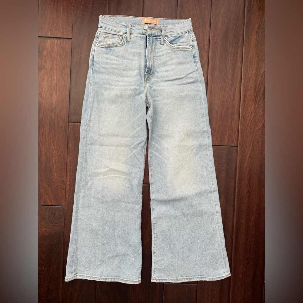7 For All Mankind Blue Flare Wide Leg Jeans